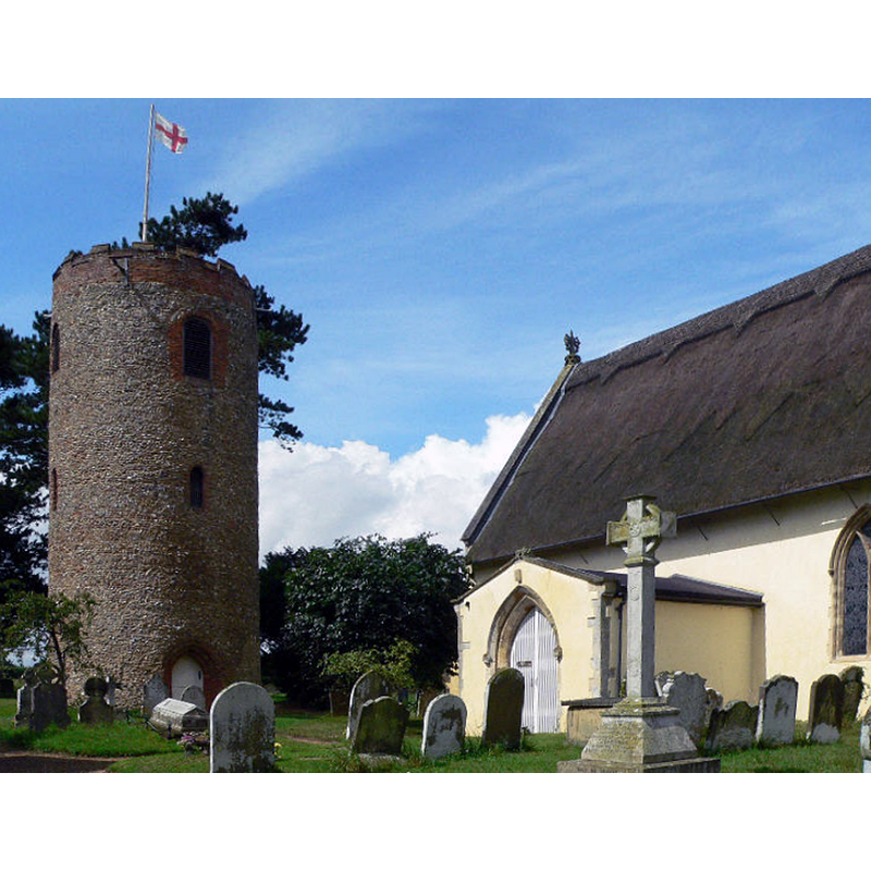 the southwest end of the church and the detached tower