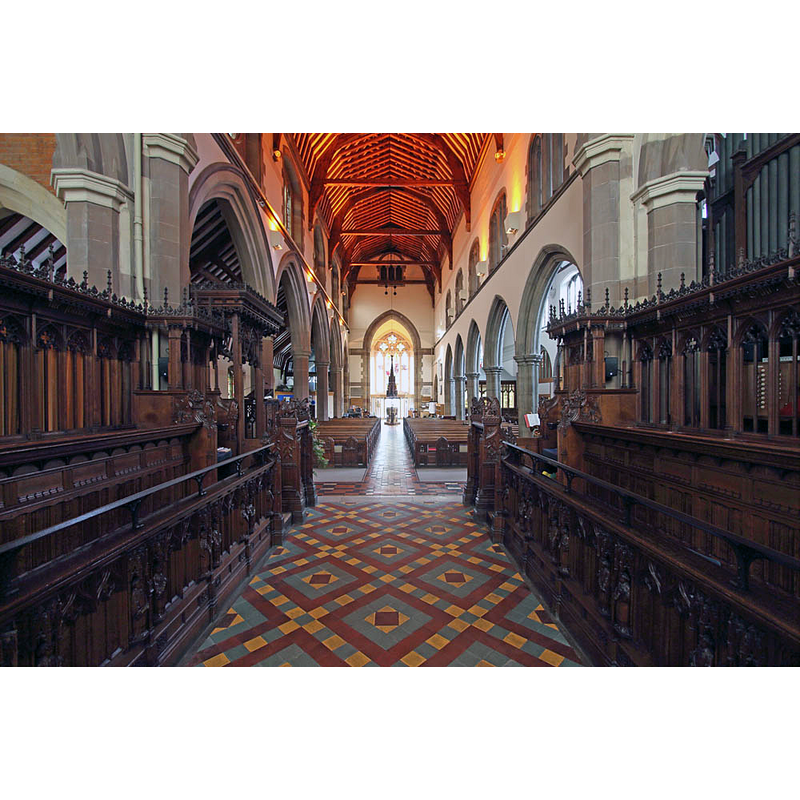 with the modern font and cover visible at the far [west] end