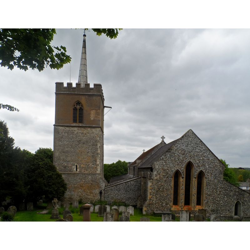 Source caption: "Standon and St Mary's church. St Mary's is the only church in Hertfordshire with a detached tower. The chancel is C13. The tower is C15. The church was restored in 1864."