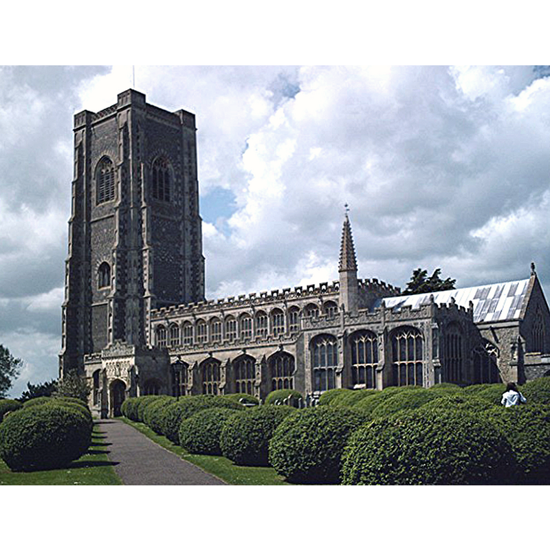 Source caption: "St. Peter and St. Paul, Lavenham. A truly magnificent parish church built on the proceeds of the medieval wool trade by the pious burghers of this East Anglian village."