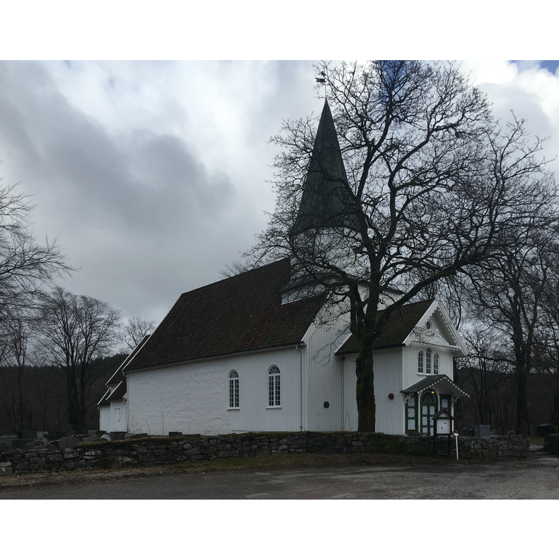 Source caption: "Tveit Church (Tveit kirke) is a medieval stone church, built sometime 1050-1150. It is probably connected to the christianization of Norway by Olav Trygvasson, and the thing at nearby "Ve" where peasants adopted christianity sometime after 1030."