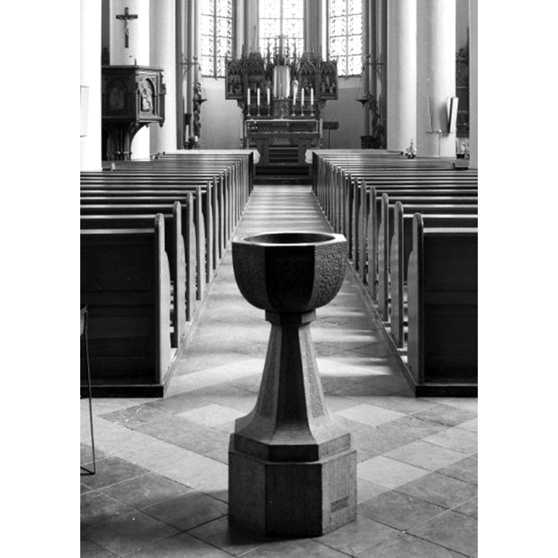 the 19thC church at Vijlen -- showing the modern stoup at the west end of the nave