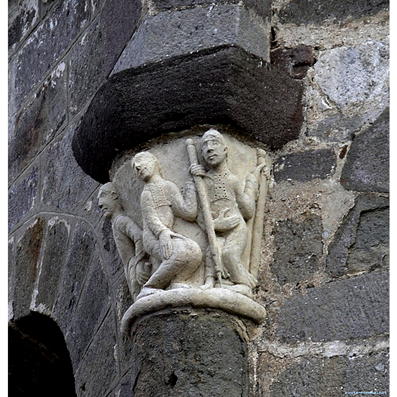 Stephen's martyrdom by stoning -- one of a series of three capitals related to St. Stephen, patron of this church; the other two illustrate the discovery of the saint's tomb and the translation of his relics