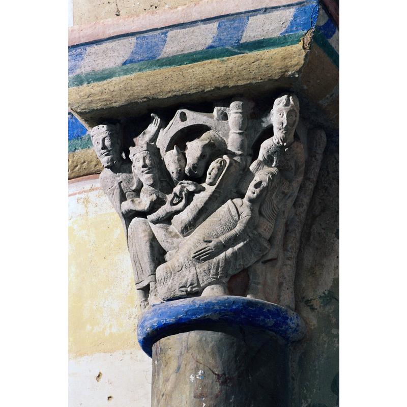 a conflated scene of the Nativity and the Adoration of the Magi