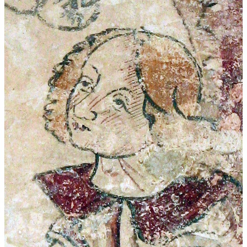 Source caption: "Martignac (Puy-l'Évêque), Lot, Midi-Pyrénées, St-Pierre-ès-Liens-kerk, fresco (detail), XIIe - XVe eeuw. / Martignac (Puy-l'Évêque), Lot, Midi-Pyrénées, France, Église St-Pierre-ès-Liens, fresque (détail), XIIe - XVe eeuw."