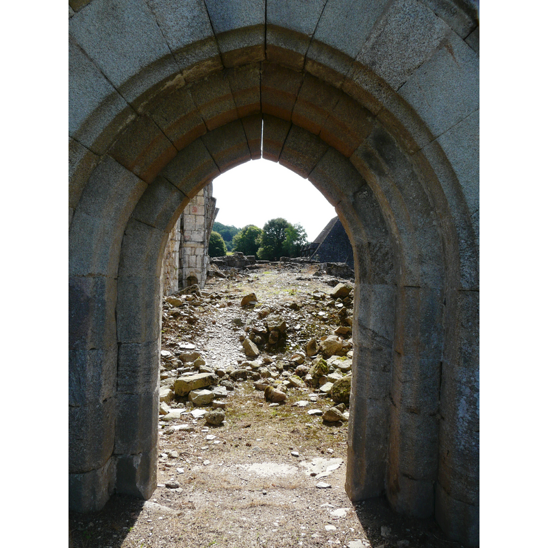 looking into the ruined interior of the medieval church