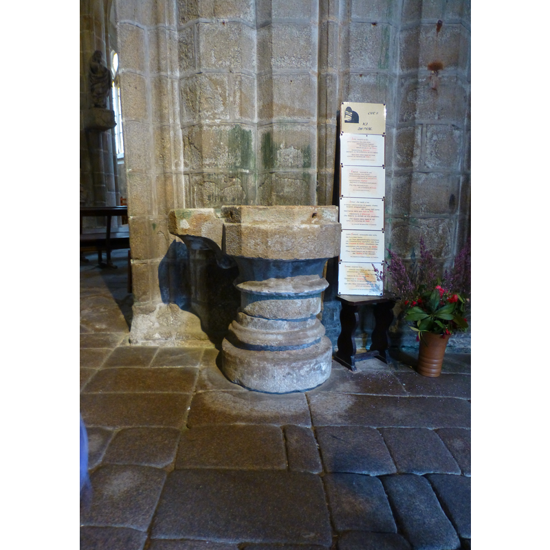 a baptismal font originally, now used as holy-water stoup in the nave