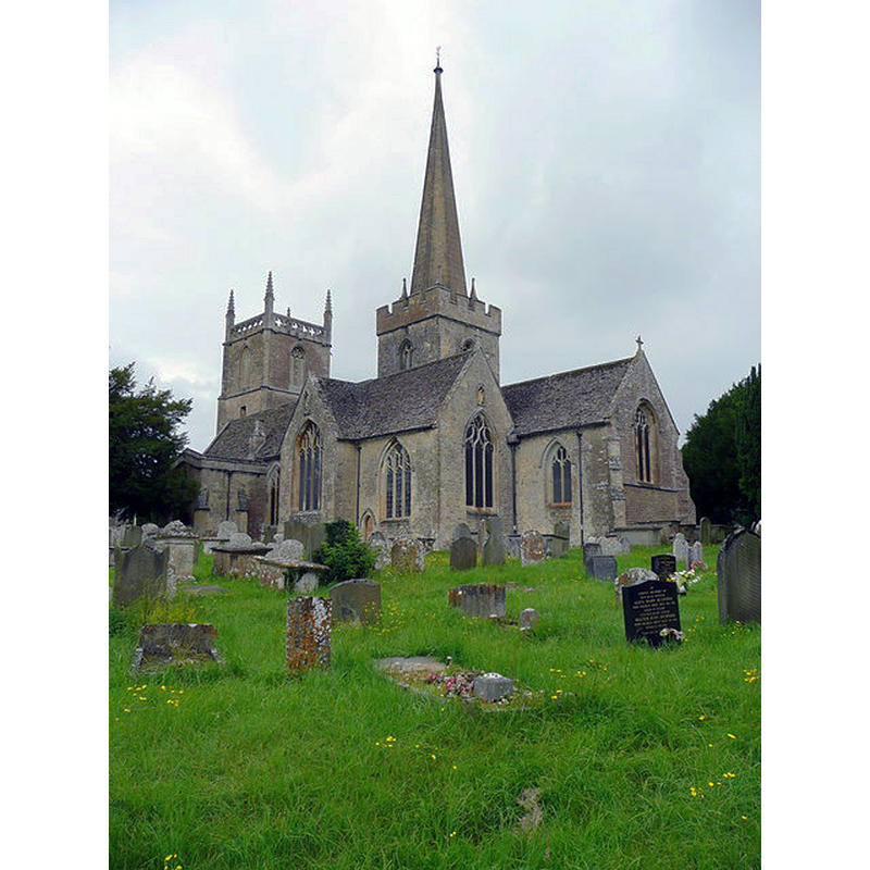 Source caption: "St. Mary's church, Purton. Viewed from the south-east.. St. Mary's is one of only three parish churches in the country that has both a central tower and spire and a western tower. The others are at Wanborough in Wiltshire and Ormskirk in Lancashire. The central tower was built in c.1325 and the transepts were also added in the 14th century."