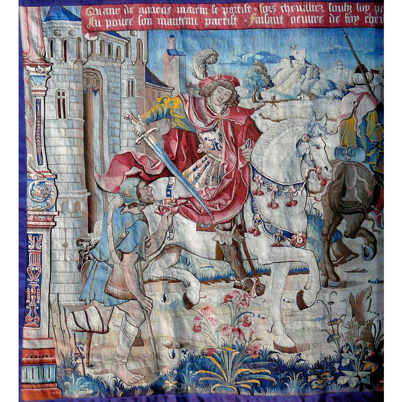 one of five tapestries on the life of St. Martin in this church; made in Flanders in the 16thC -- listed in Palissy [ref.: PM82000258]