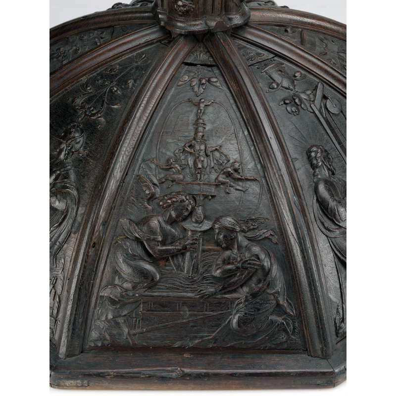 Source caption: "An angel and a woman at an ornate renaissance fountain, representing the angel troubling the water of the Pool of Bethesda"