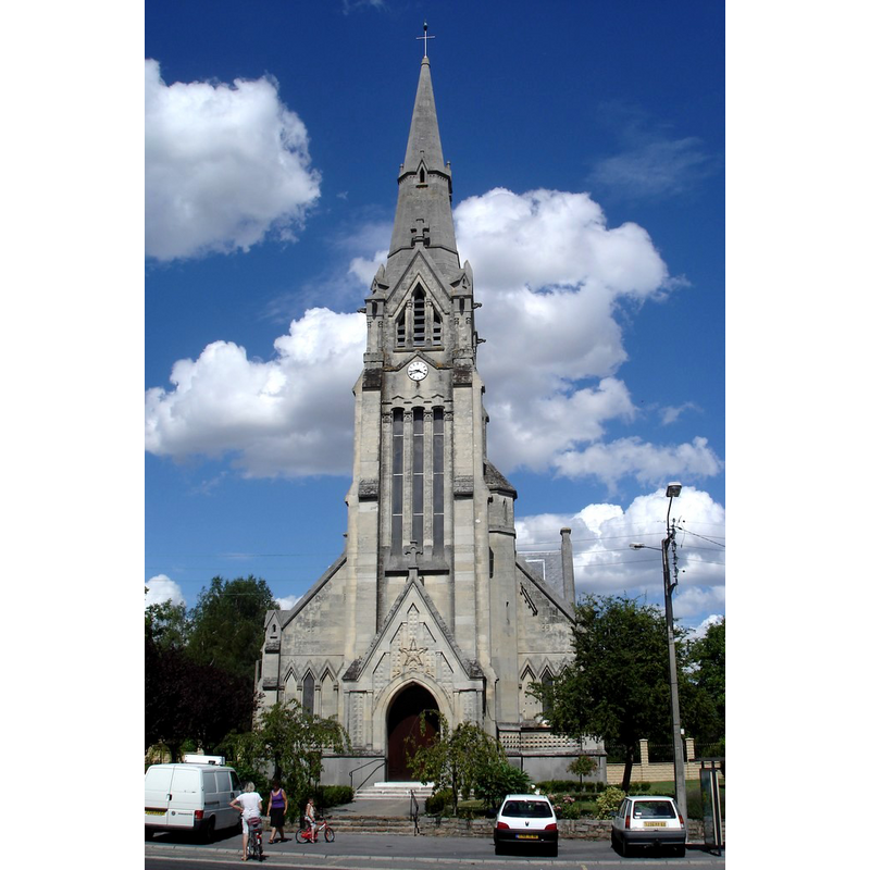 the modern re-built church