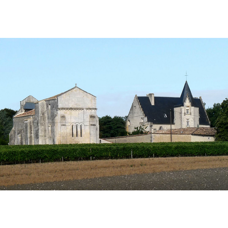 Source caption: "castle and church of Meux, Charente-Maritime, SW France".