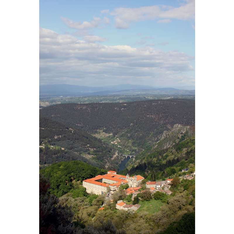 Source caption: "The Monastery of Santo Estevo de Ribas de Sil, near Ribas de Sil in Galicia, Spain, against the backdrop of the River Sil gorge."