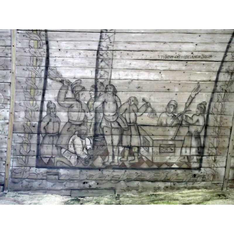 Passion; Flagellation -- Source caption: "Pilatus ruoskittaa Kristuksen -kattomaalaus Pyhän Mikaelin kirkossa Keminmaassa"