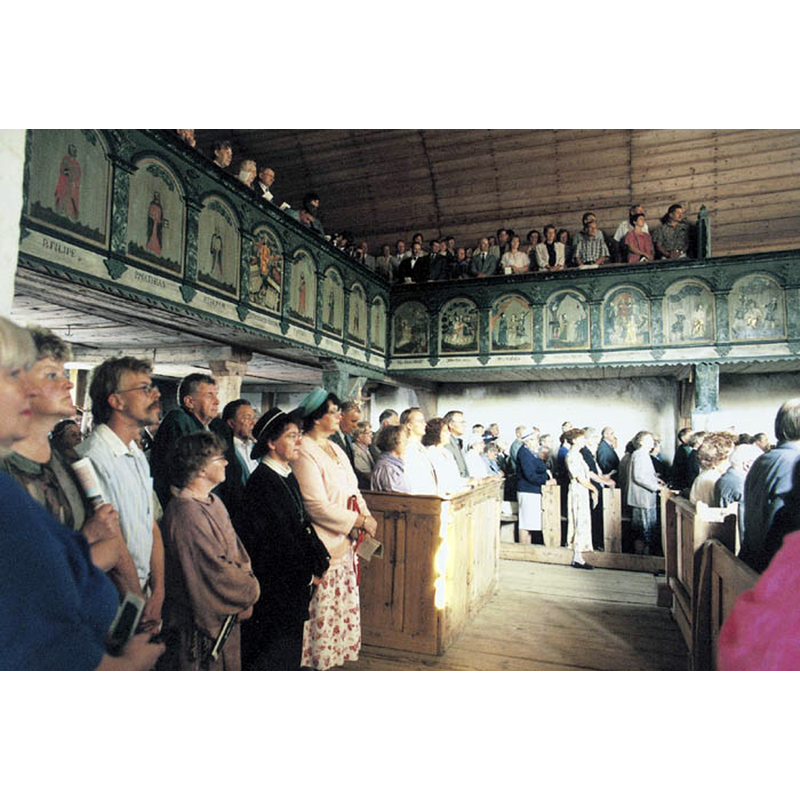 PRE-1997 FIRE -- the west end of the church interior before the 1997 fire