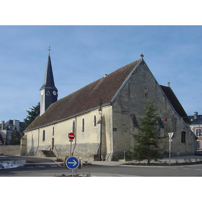 the parish church of Saint-Étienne in Neufchâtel-en-Saosnois, where the old stoup from the abbey is now in use