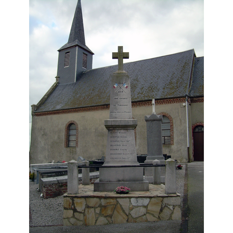 the Tubersent war memorial by the south side of the church
