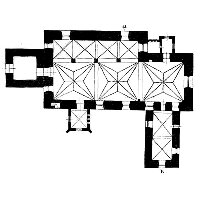 Source caption: "Map of the Franciscan convent church in Raumo (Rauma in Finnish), Finland […] 	Karl Konrad Meinander (9 April 1872 – 27 March 1933)"