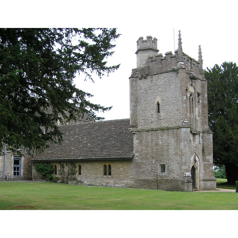 Source caption: "Chavenage Church attached to the Manor"