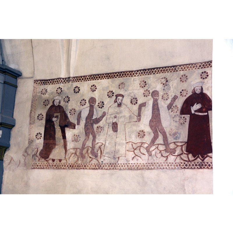 Source caption: "Dance macabre in Inkoo Church from 16th century."