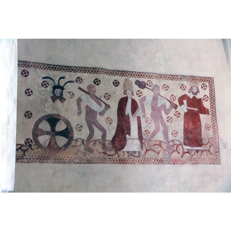 Source caption: "Dance macabre in Inkoo Church from 16th century."