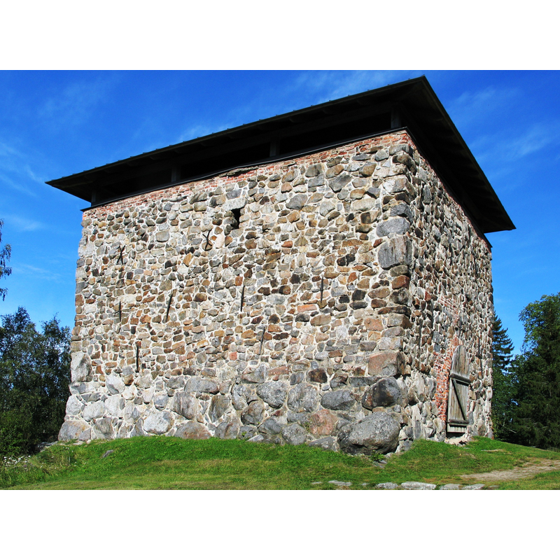 Source caption: "Ruins of the belfry of Saint Mary Church in Old Vaasa, Finland." [i.e. the old church of Mustasaari / Korsholm]