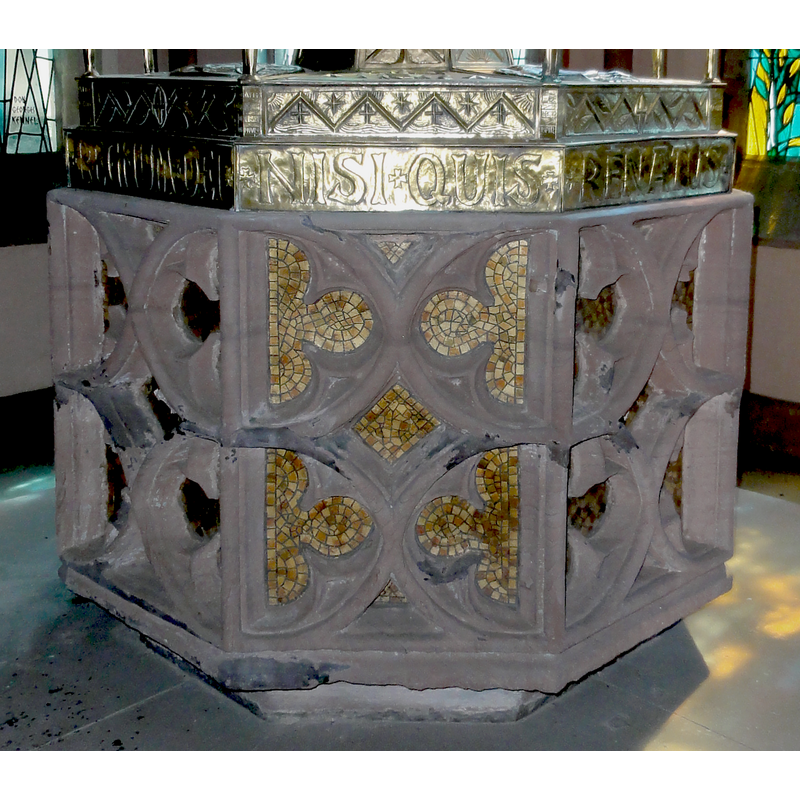 two bands of very large and deeply-carved quatrefoils