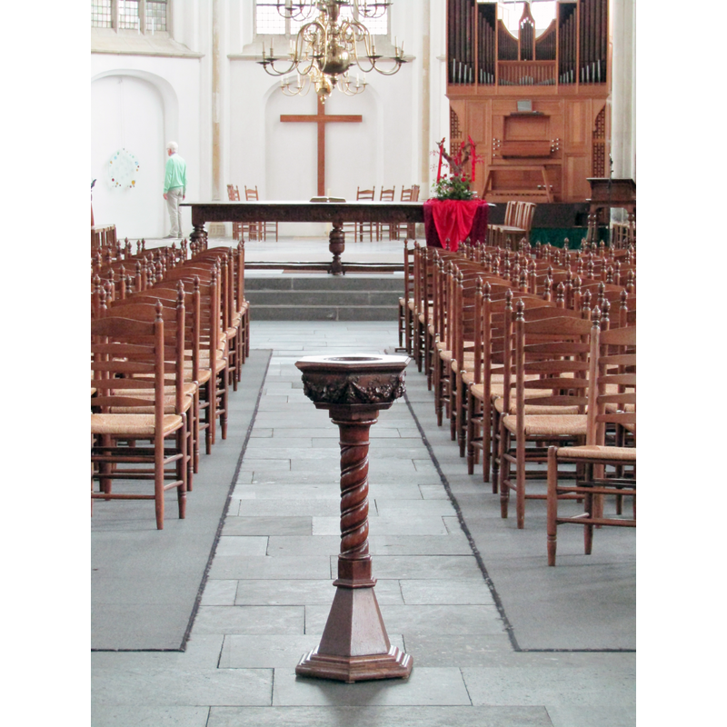 with the wooden font in the foreground