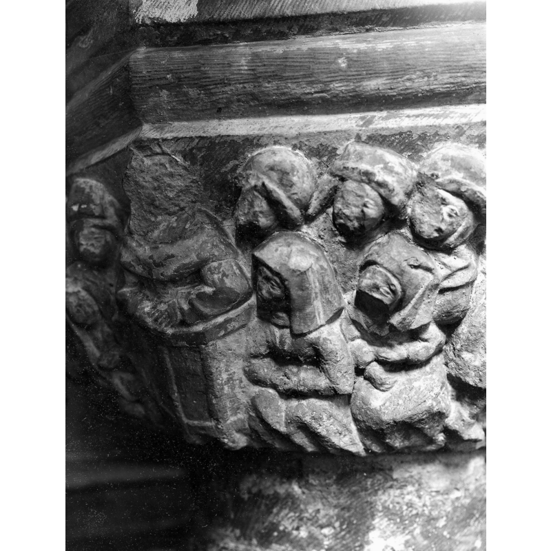 appears to include a large cleric in a pulpit [?] at the corner