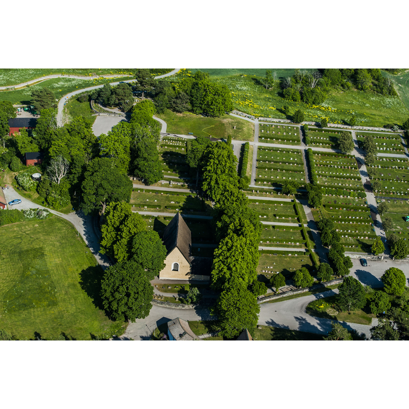 aerial view of the church and churchyard