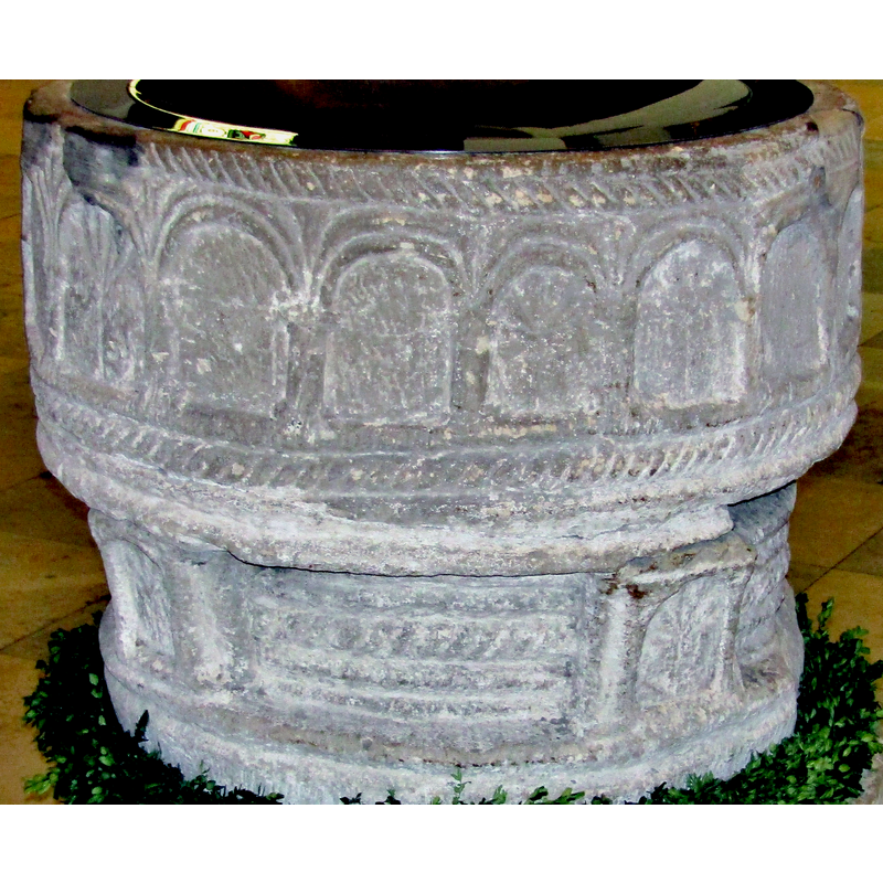 the medieval Bentheim font -- many of the arch-heads have double arches