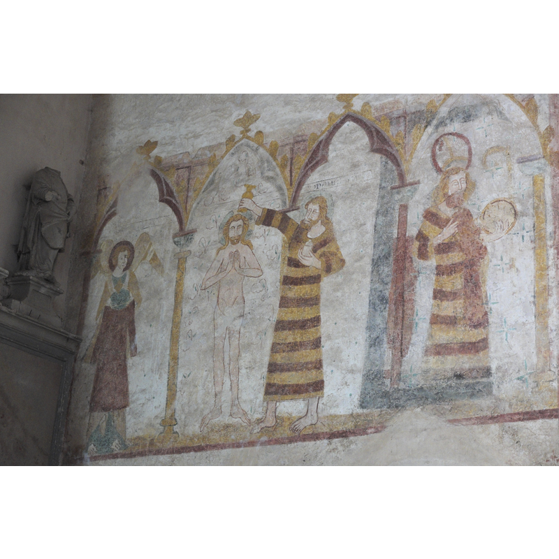 one of the areas of the large mural paintings in this church; the Baptism of Christ in the Jordan