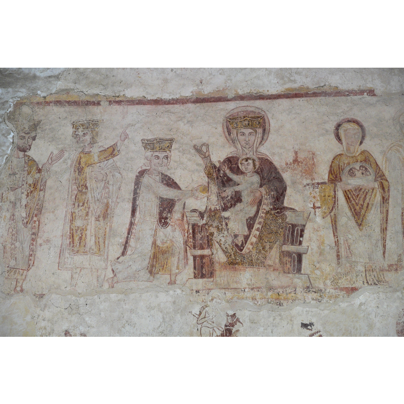 one of the areas of the large mural paintings in this church; the Adoration of the Magi