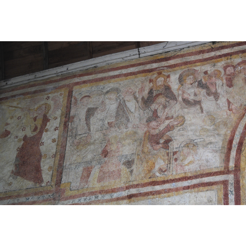 one of the areas of the large mural paintings in this church; the Last Supper