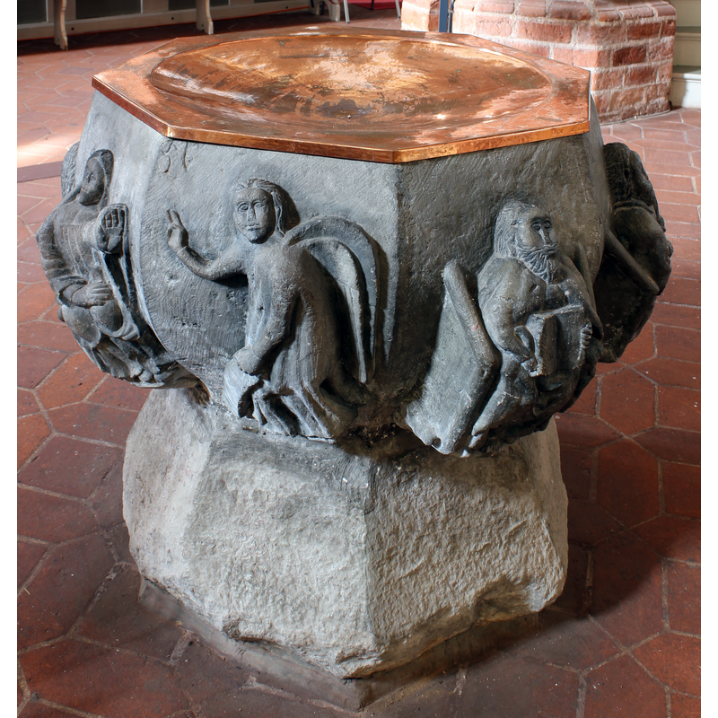 with the metal baptismal dish insert
