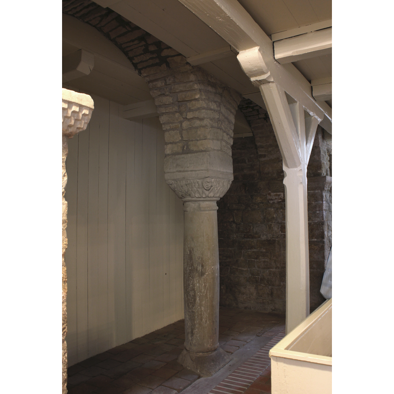traces of the medieval church building remain beneath the west gallery