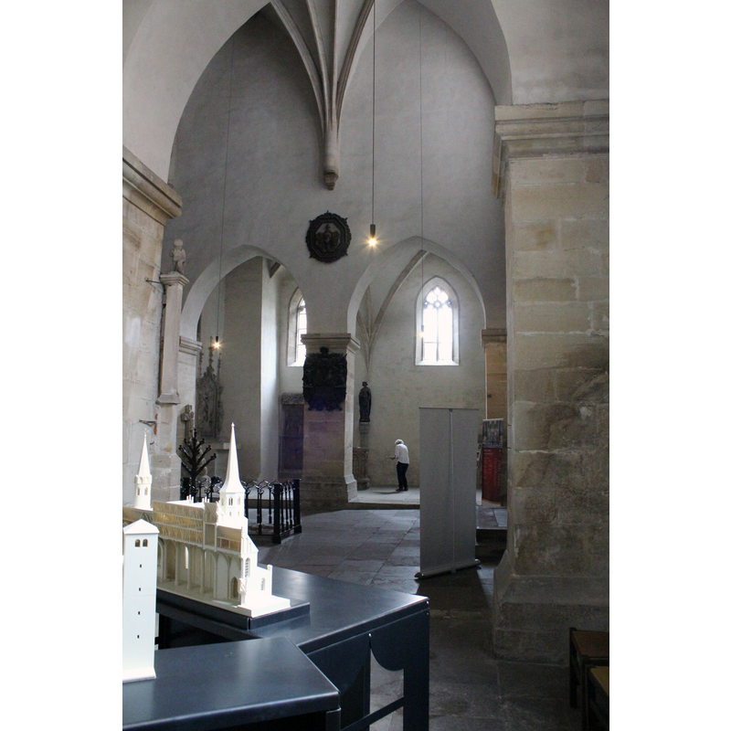 seen here from the north side of the transept; the old font is located at the opposite end, in the south transept