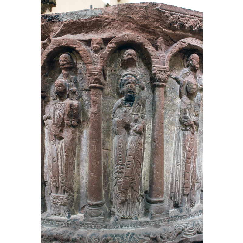between Amos (left) and Daniel (right); carrying St. Matthew (?) on his shoulder