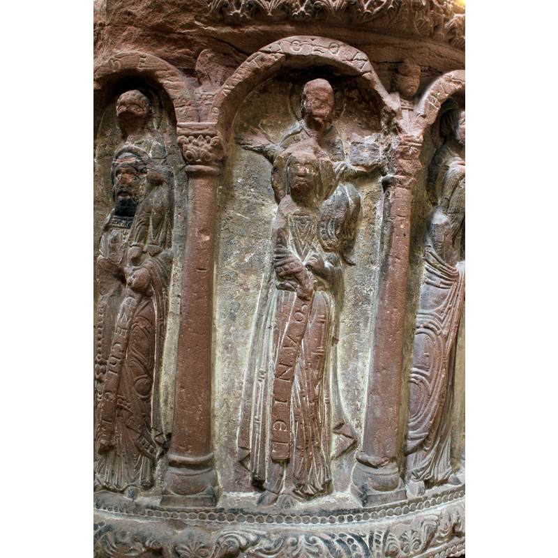 with Ezechiel in the left arch; carrying St. Bartholomew on his shoulder