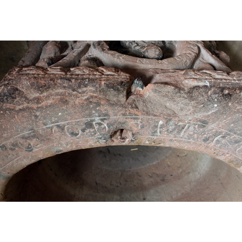 seen as the stone carver would have seen it standing inside the basin
