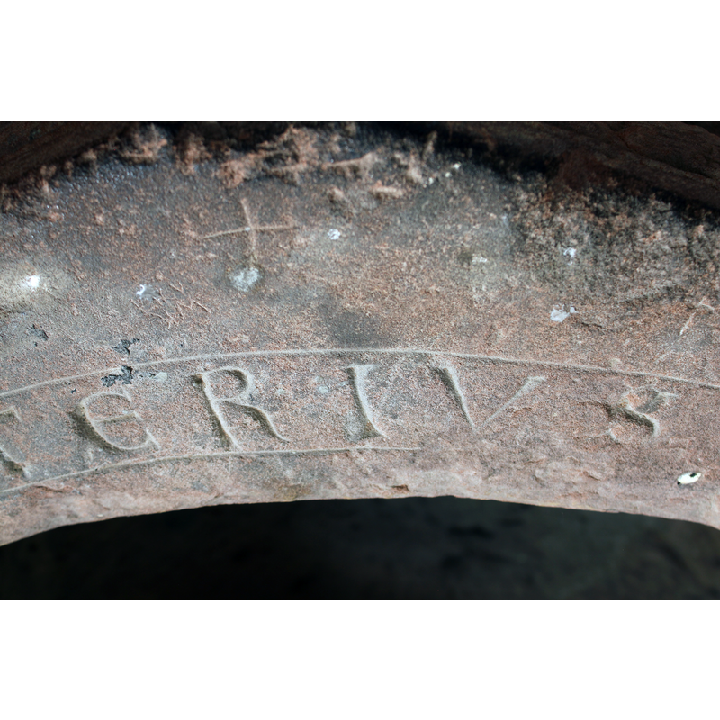 seen as the stone carver would have seen it standing inside the basin