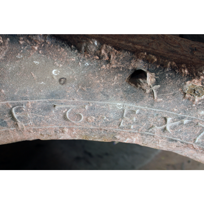 seen as the stone carver would have seen it standing inside the basin