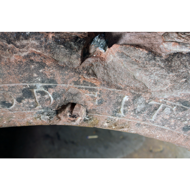 seen as the stone carver would have seen it standing inside the basin