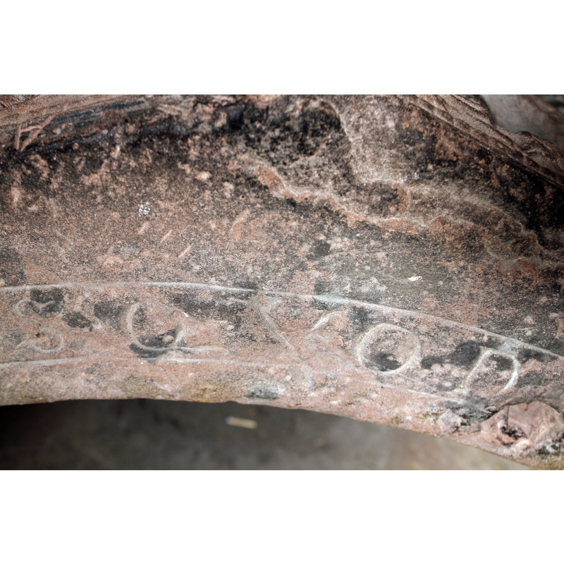 seen as the stone carver would have seen it standing inside the basin