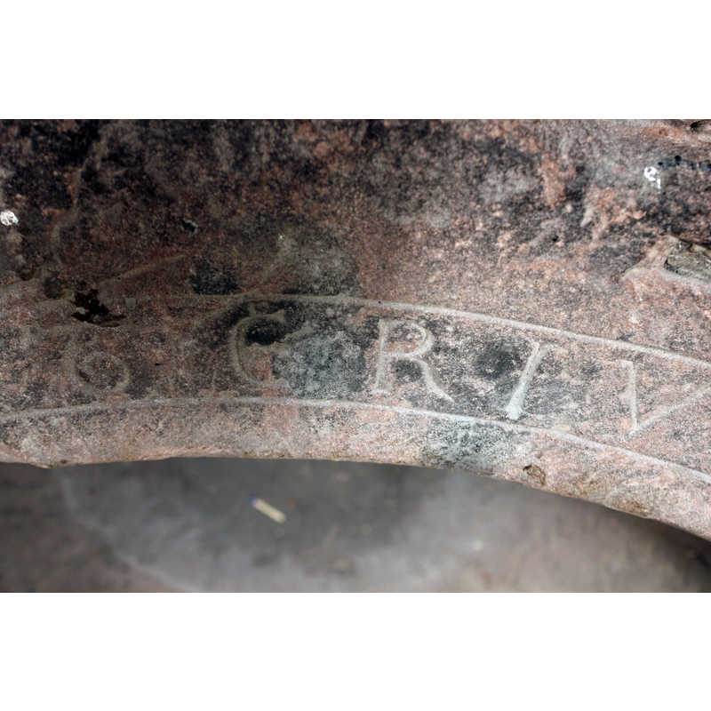 seen as the stone carver would have seen it standing inside the basin