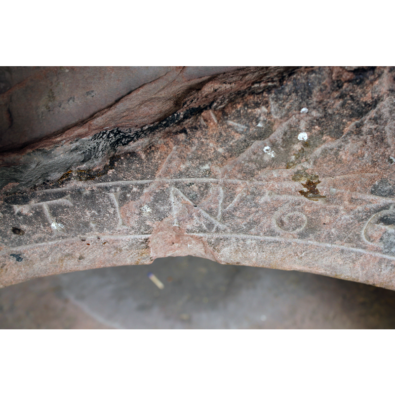 seen as the stone carver would have seen it standing inside the basin