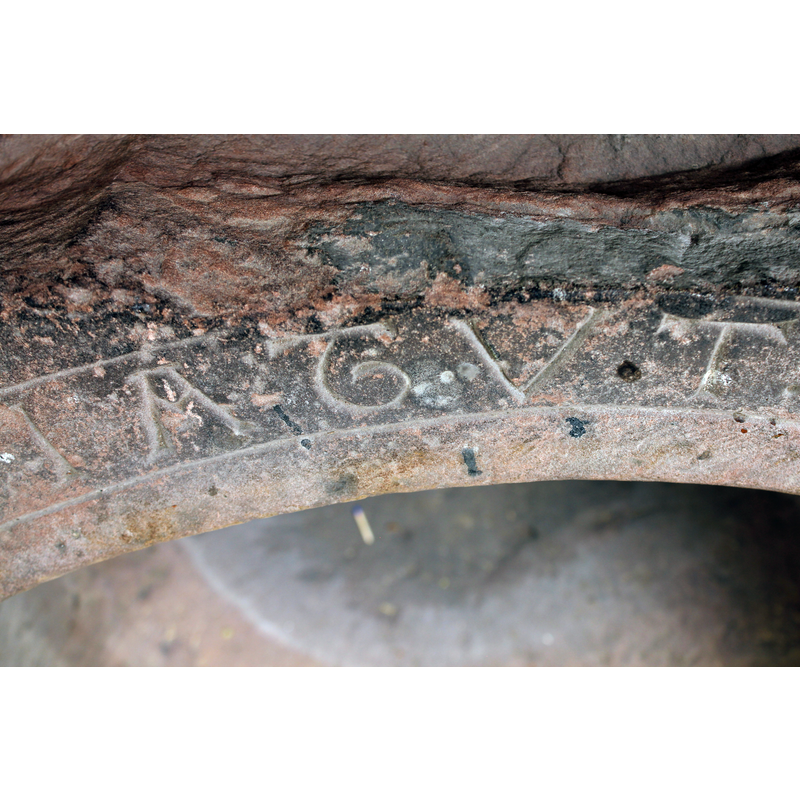 seen as the stone carver would have seen it standing inside the basin