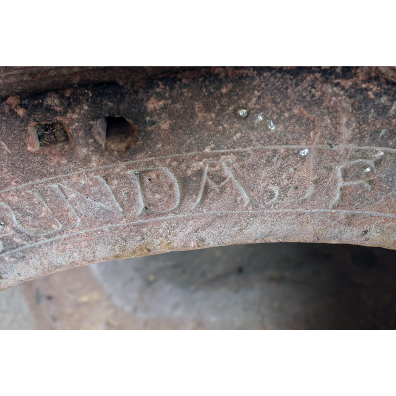 seen as the stone carver would have seen it standing inside the basin