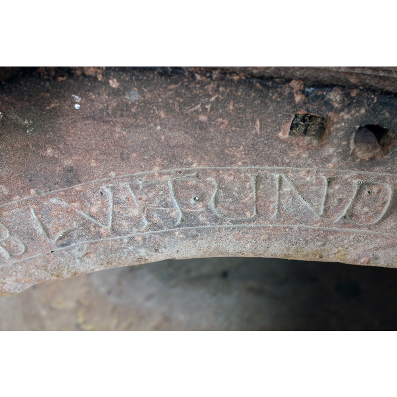 seen as the stone carver would have seen it standing inside the basin