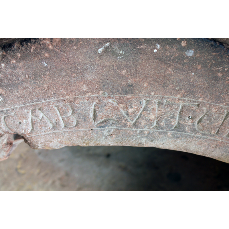 seen as the stone carver would have seen it standing inside the basin